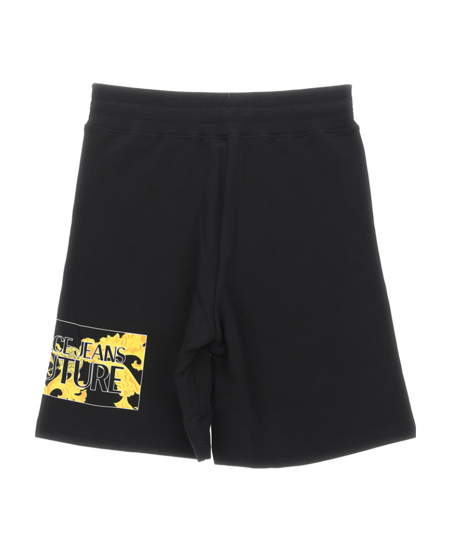 Versace Jeans Barocco-print Cotton Shorts In Black
