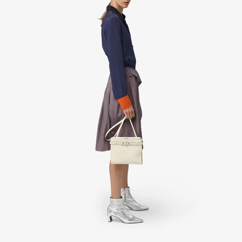 Shop Valextra Leather Shoulder Bag In White