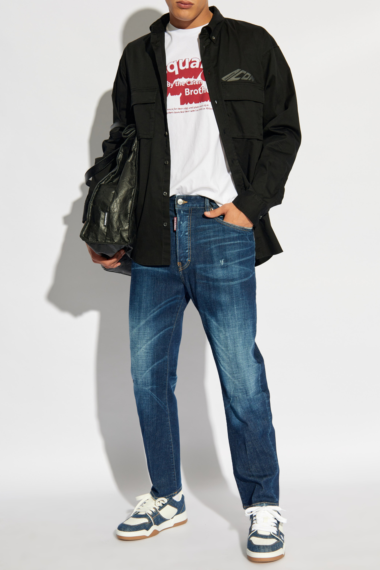 Dsquared2 Distressed Straight-leg Jeans In Blue
