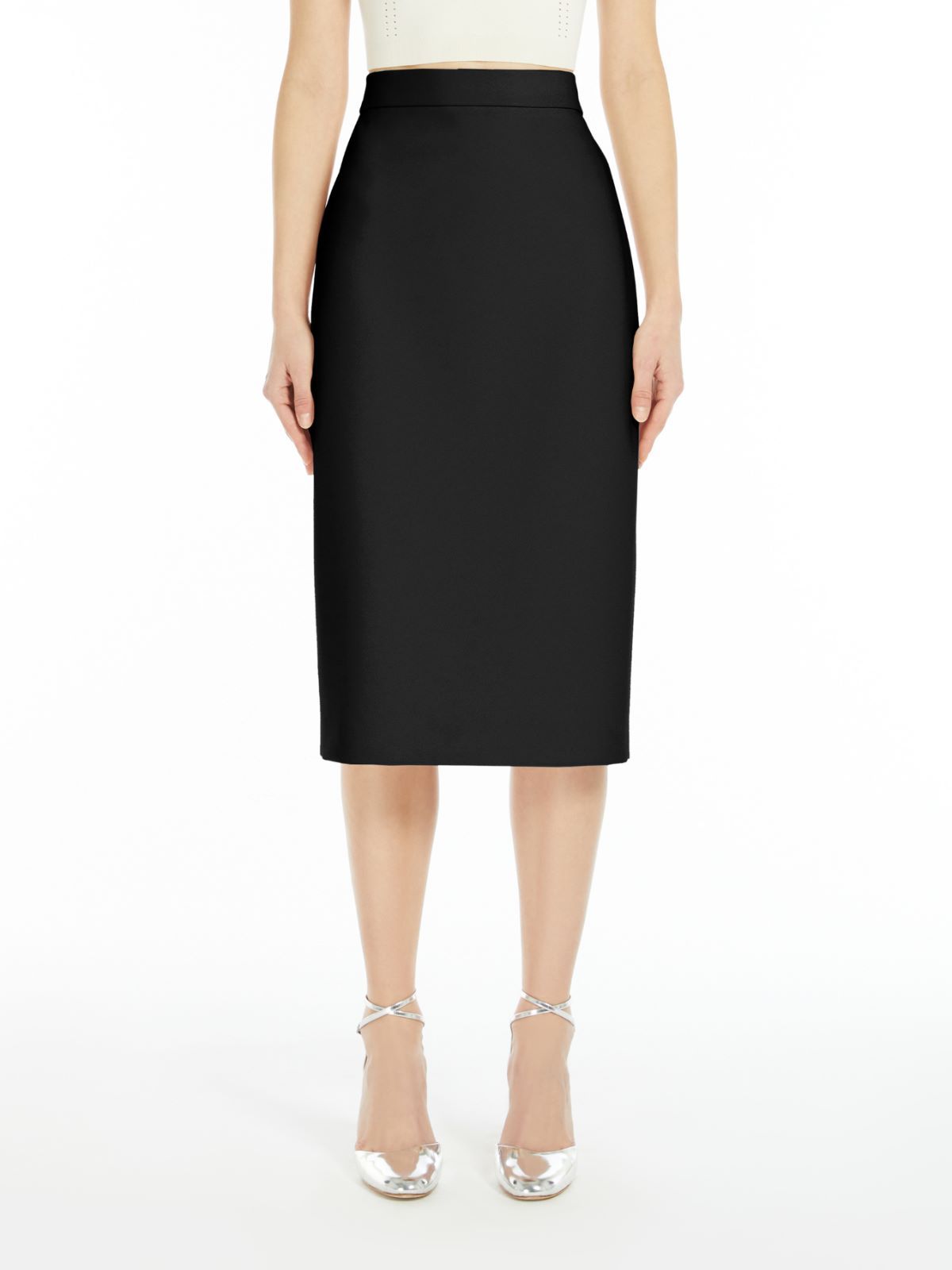 Max Mara Medium And Long Wool Pencil Skirt In Black