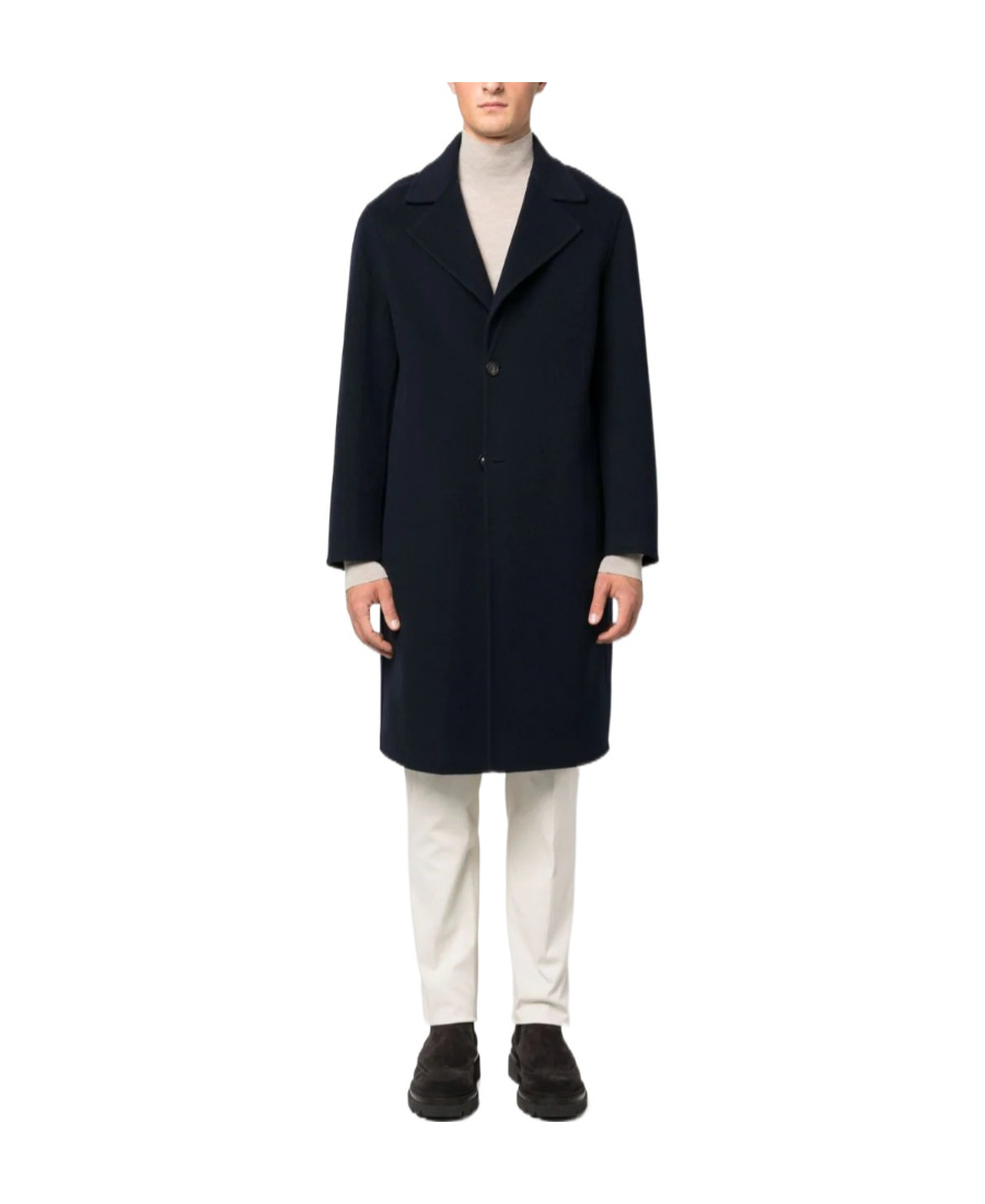 Lardini Single-breasted Wool Coat In Black