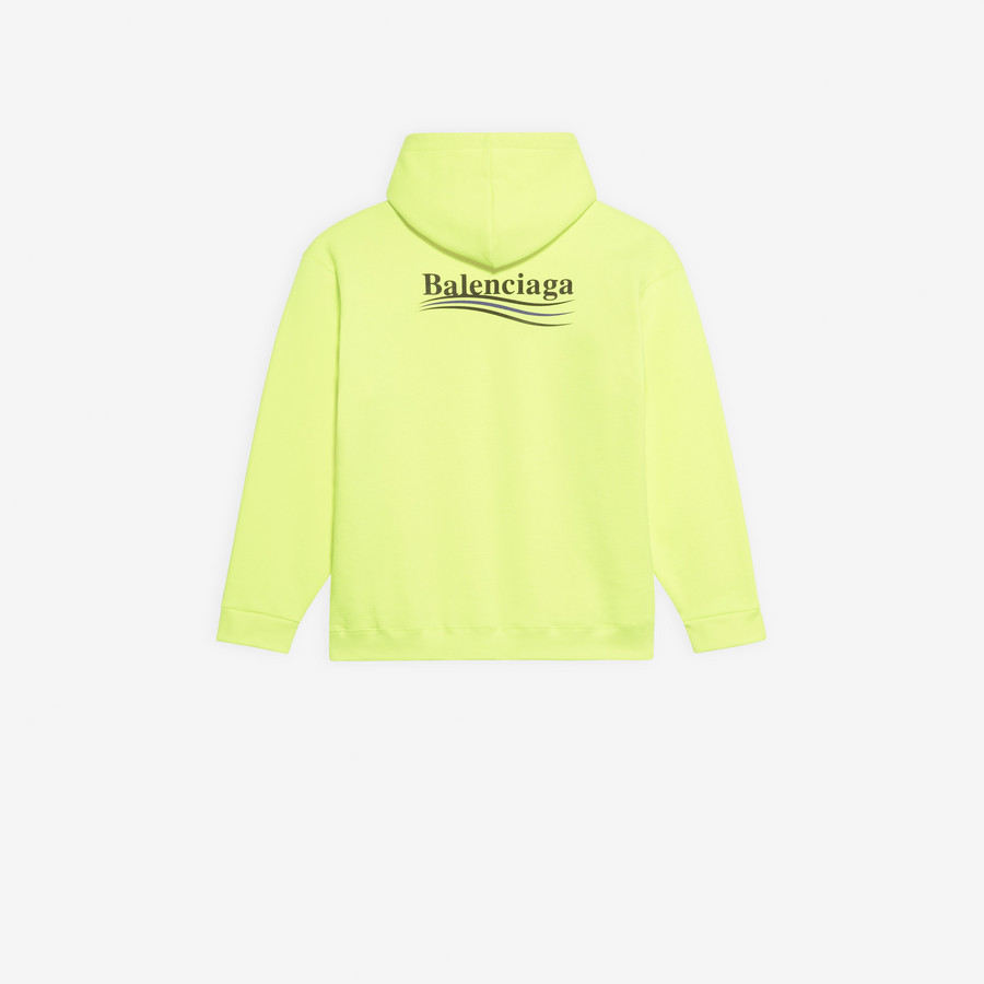 Balenciaga Logo Print Cotton Hoodie In Yellow