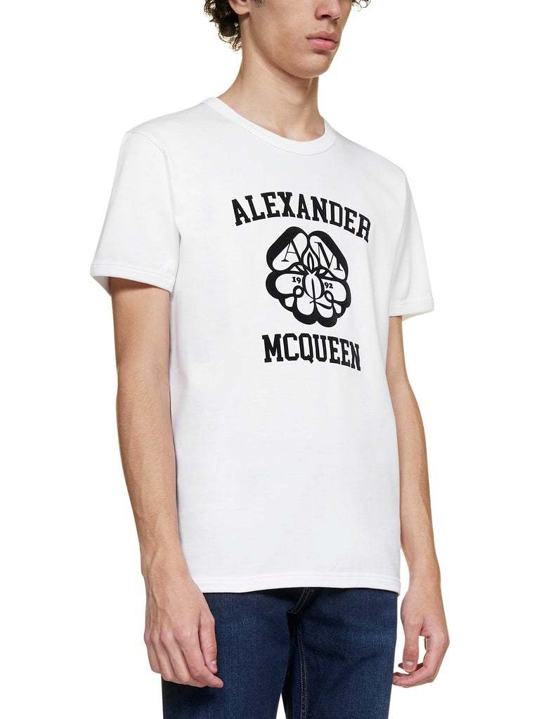 Alexander Mcqueen Flocked Cotton-jersey T-shirt In White