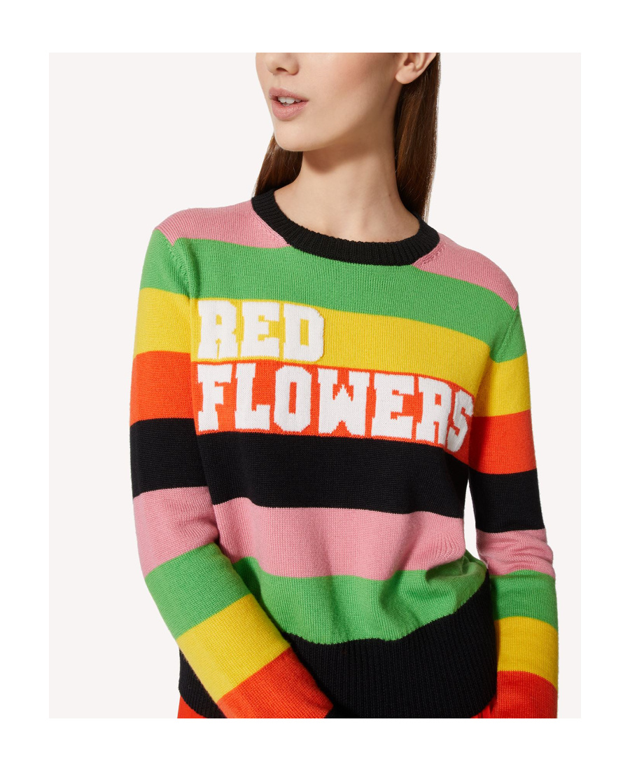 Shop Red Valentino Intarsia-knit Logo Jumper In Multicolor