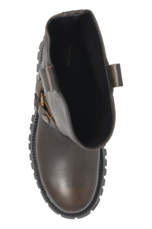 Golden Goose Kurt Chunky Low Heels Ankle Boots In Brown Leather In Black