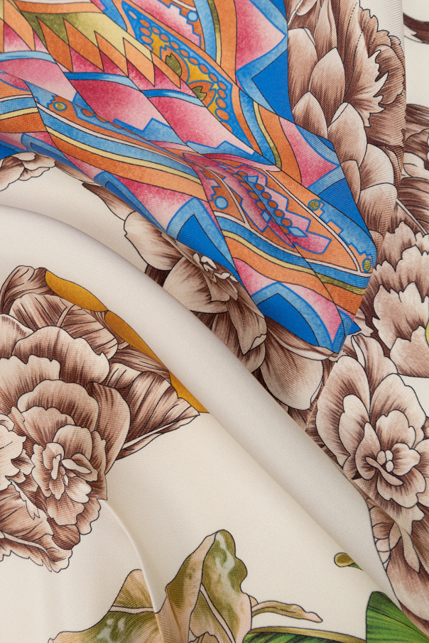 Ferragamo Square Shape Silk Foulard With Lion Print In Multicolor