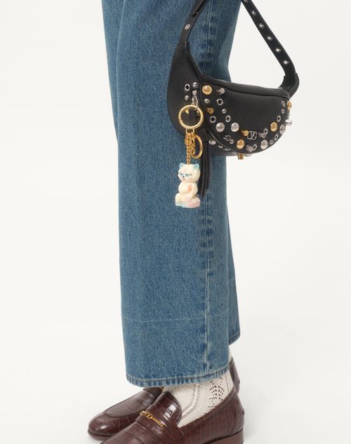 Valentino Le Chat De La Maison Gold-tone And Plastic Key Fob In Gold