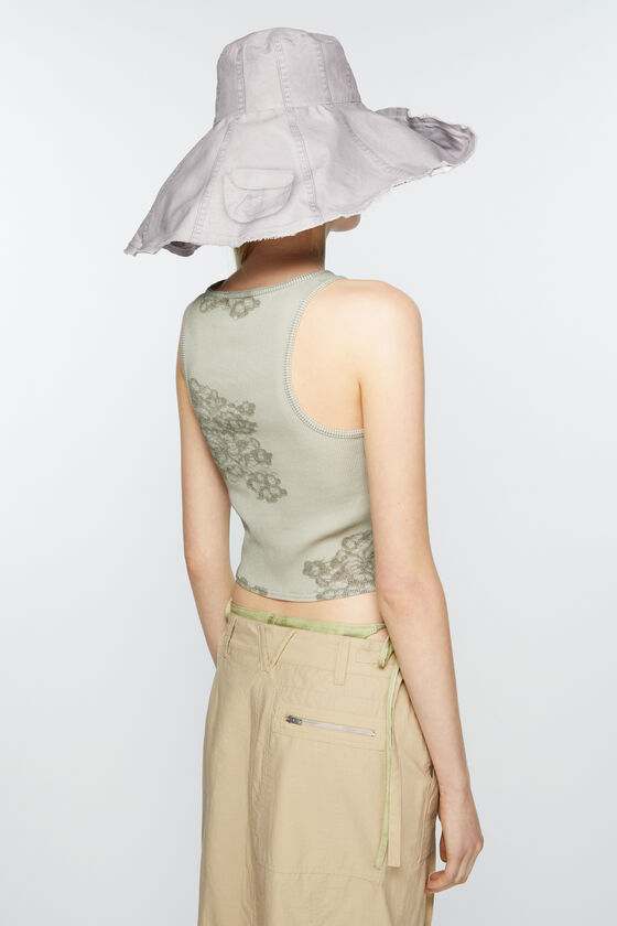 Acne Studios Lace-print Ribbed Tank Top In White