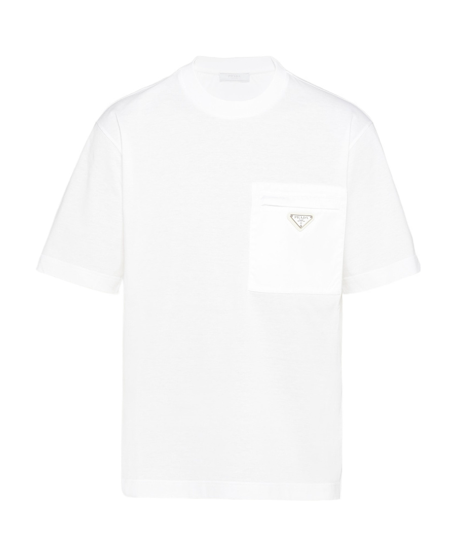 Prada Re-nylon And Jersey T-shirt In White