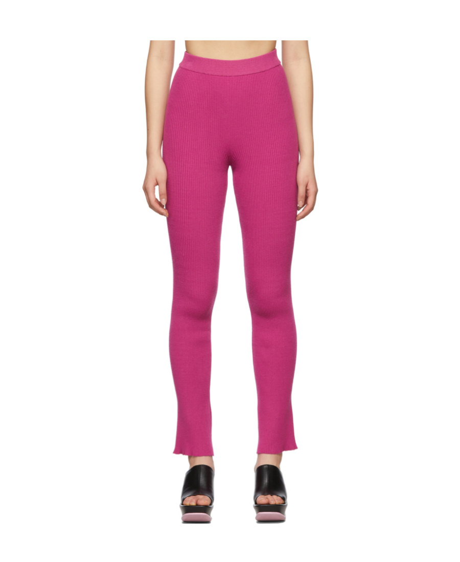Msgm Stretch Ribbed Viscose Blend Pants In Pink