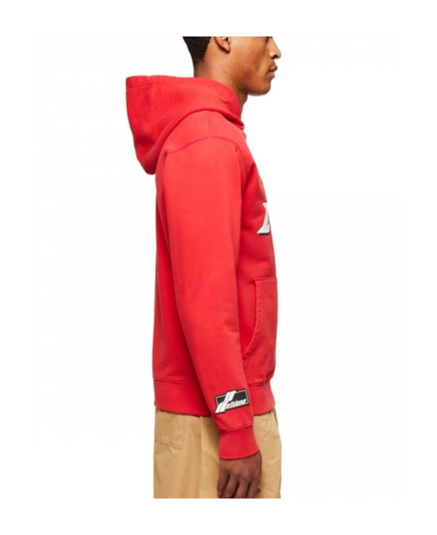 We11 Done Polished Logo Fitted Hoodie In Red