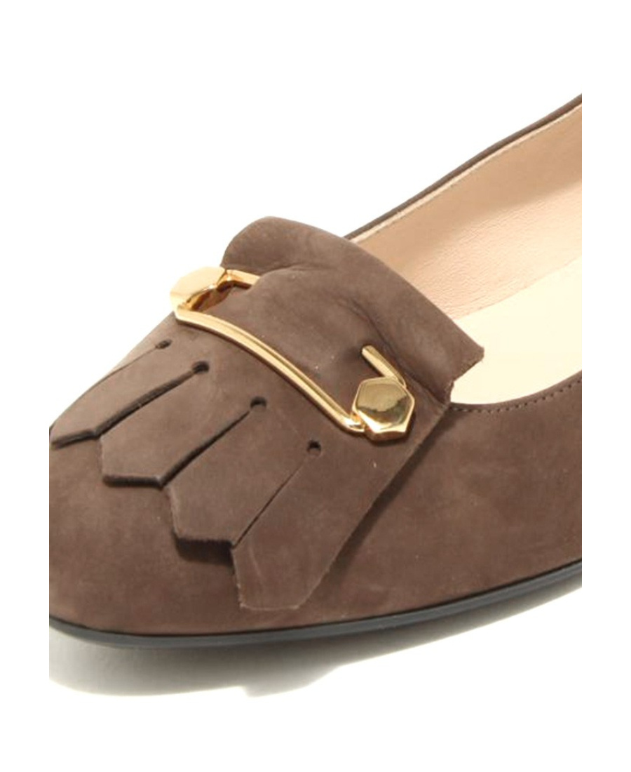 Shop Tod's Logo Details Ballet Shoes In Brown