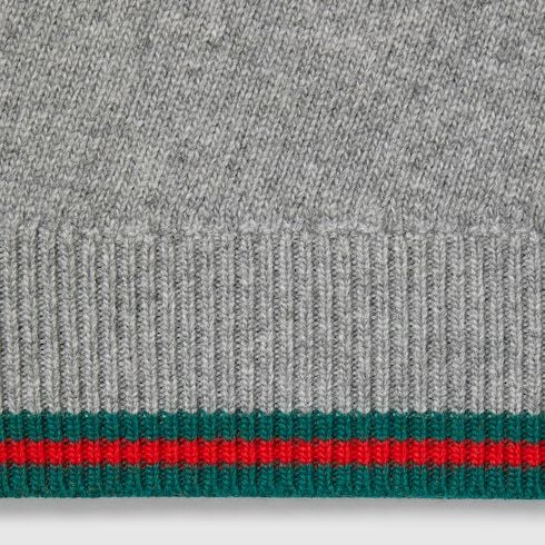 GUCCI WOOL AND CASHMERE CARDIGAN WITH WEB