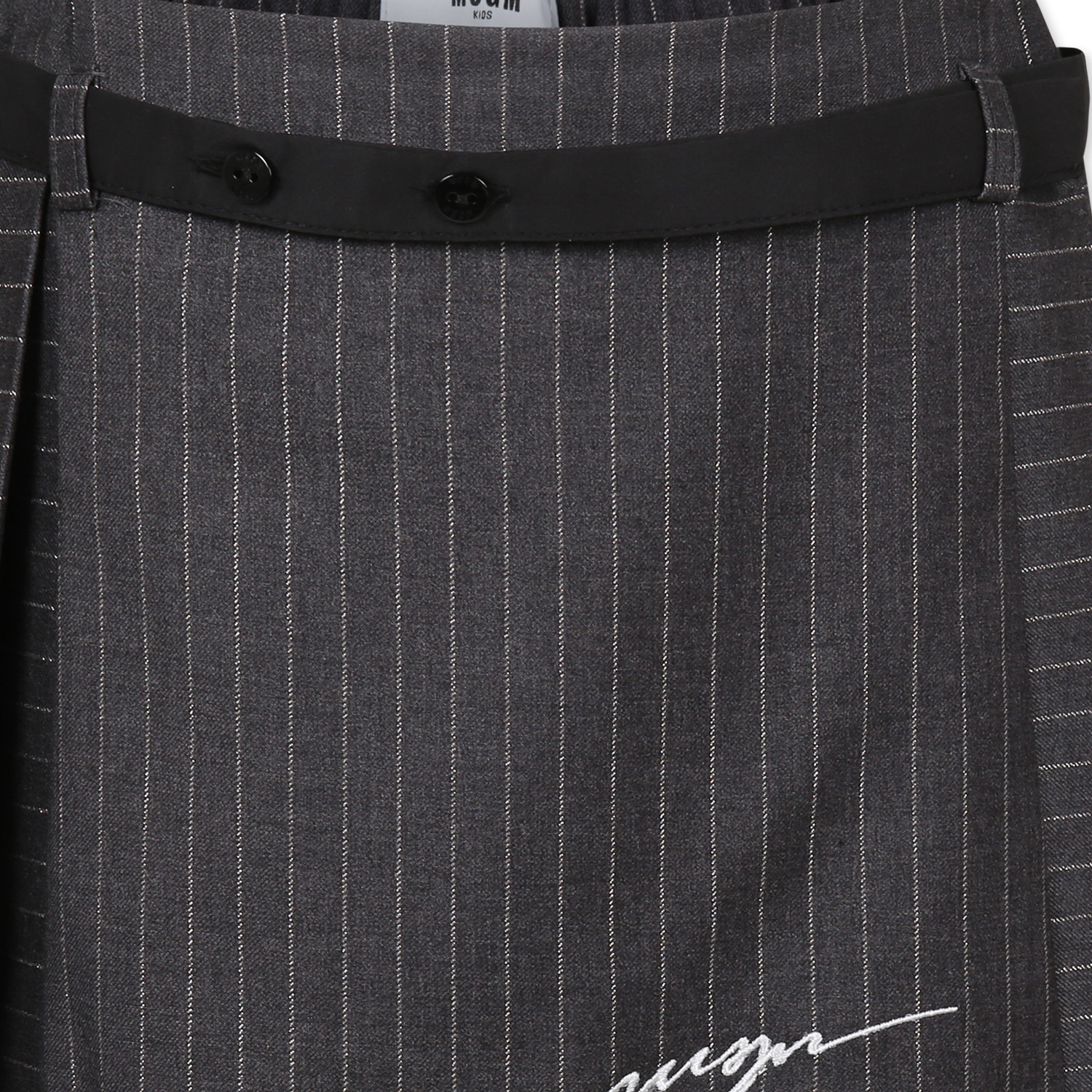 Msgm Gray Skirt For Girl With White Logo In Black