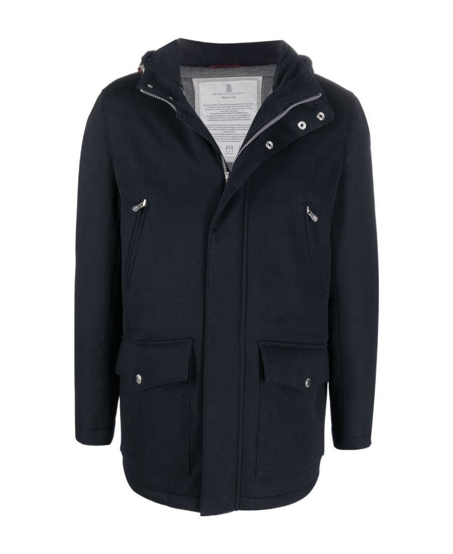 Brunello Cucinelli Cashmere Zipped Coat In Blue