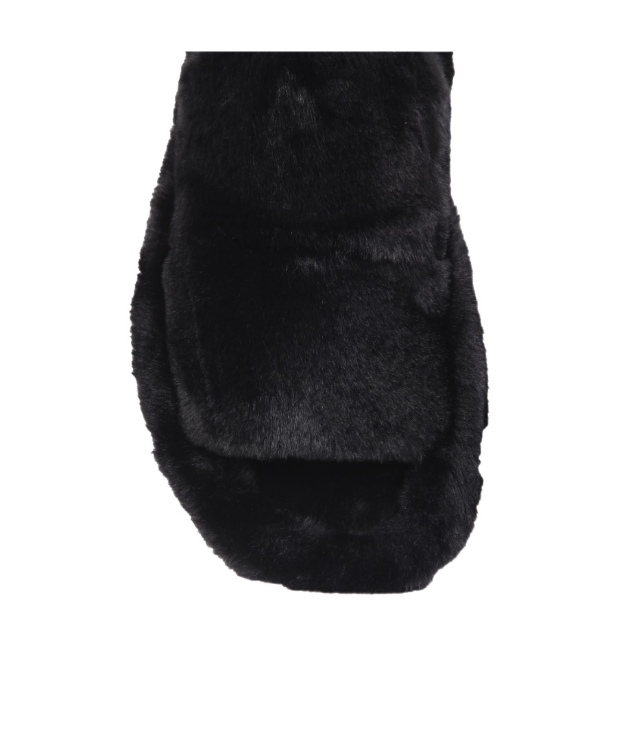Dolce & Gabbana Faux Fur Slides In Black