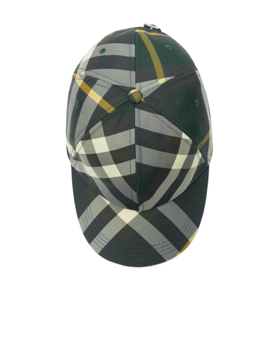 Burberry Check-pattern Cotton Cap In Green
