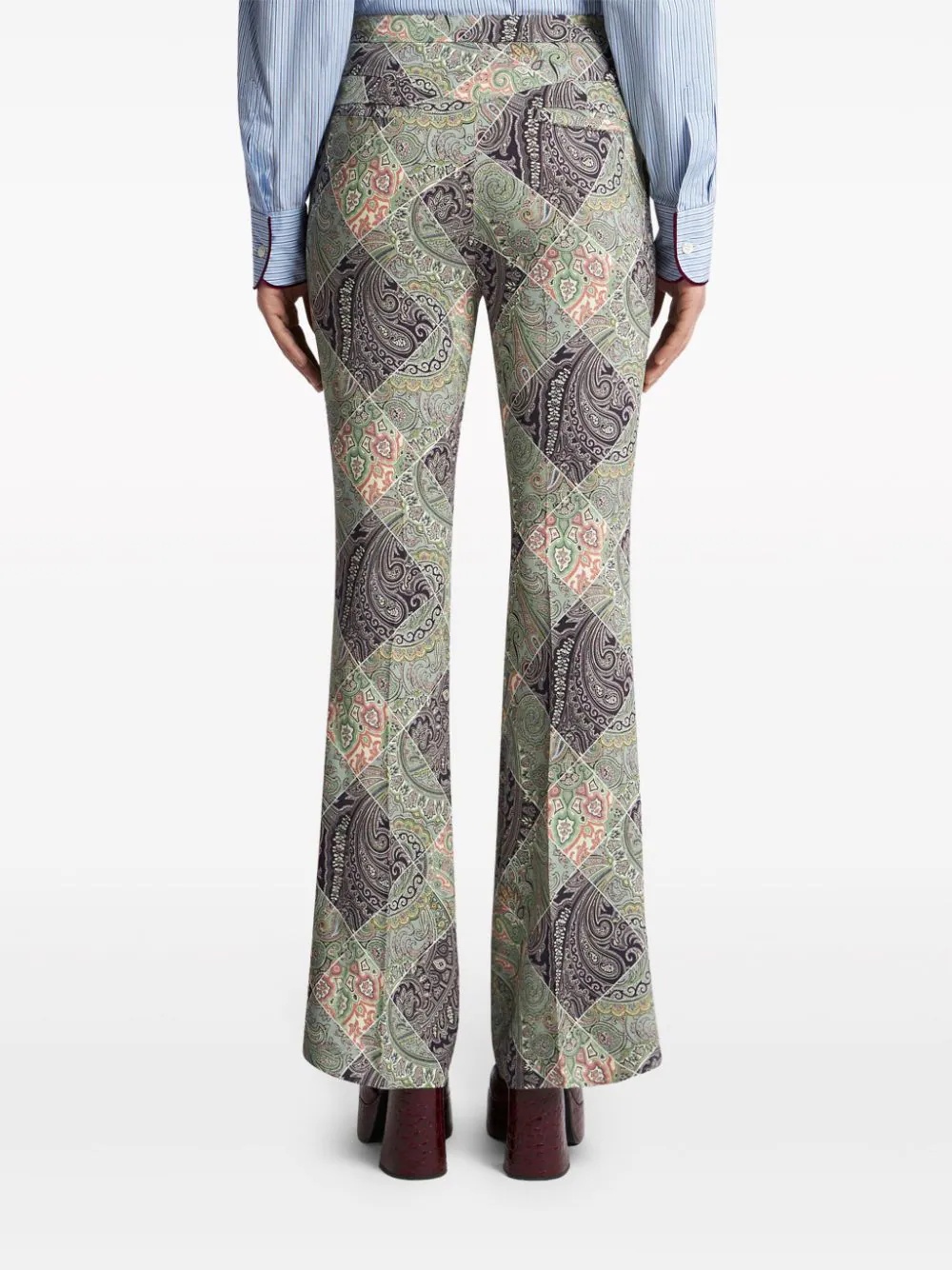 Etro Flared Printed Cady Trousers In Nude