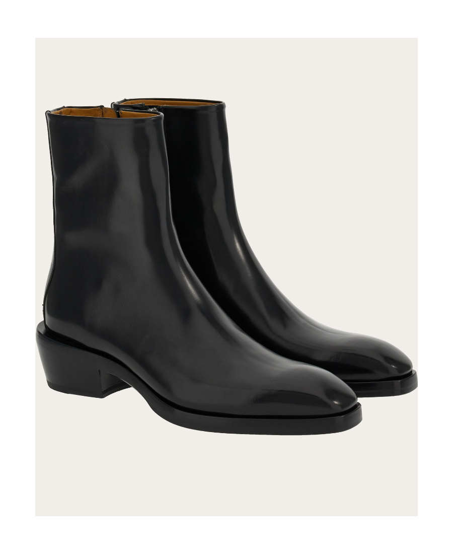 Ferragamo Salvatore  Squared-toe Side-zip Ankle Boots In Black