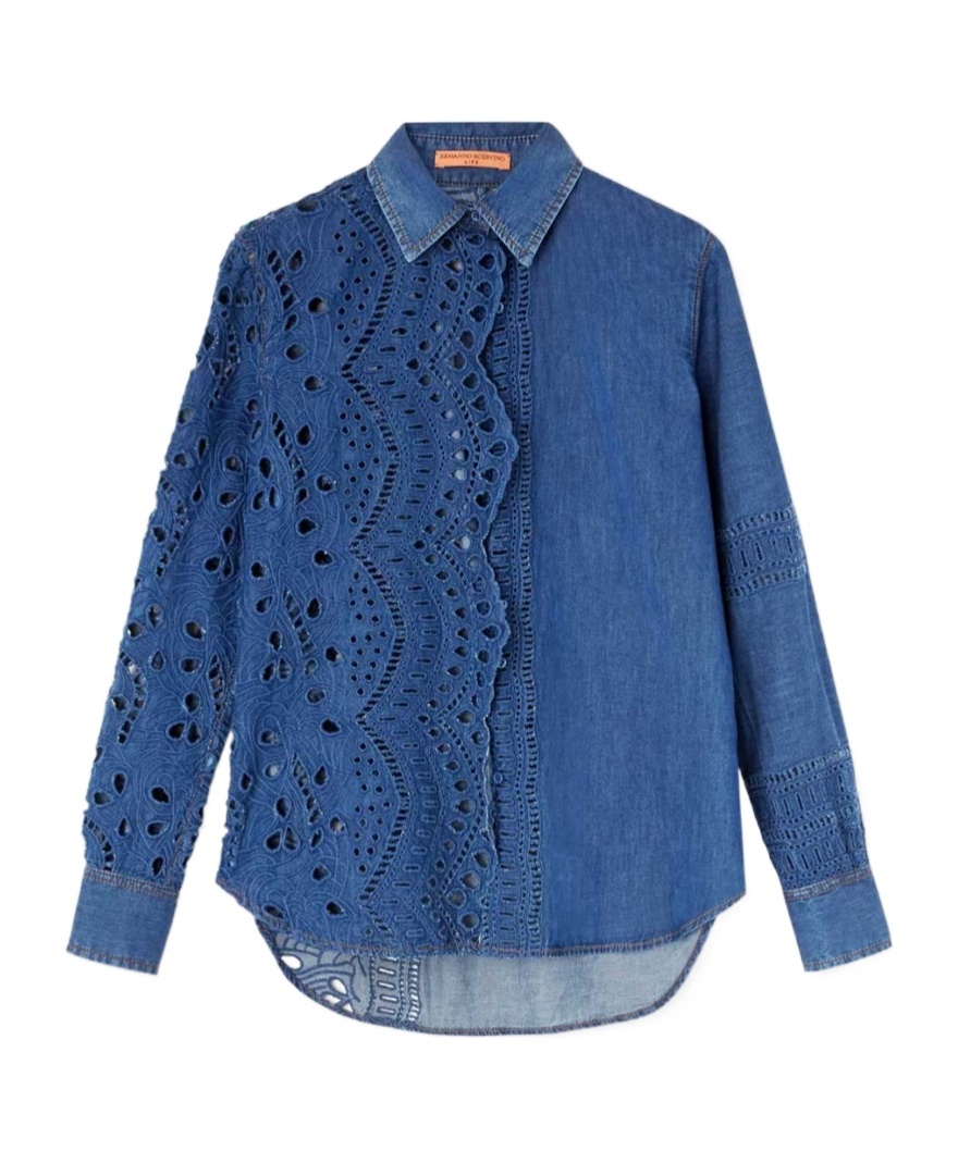 Ermanno Scervino Long-sleeved Shirt In Blue
