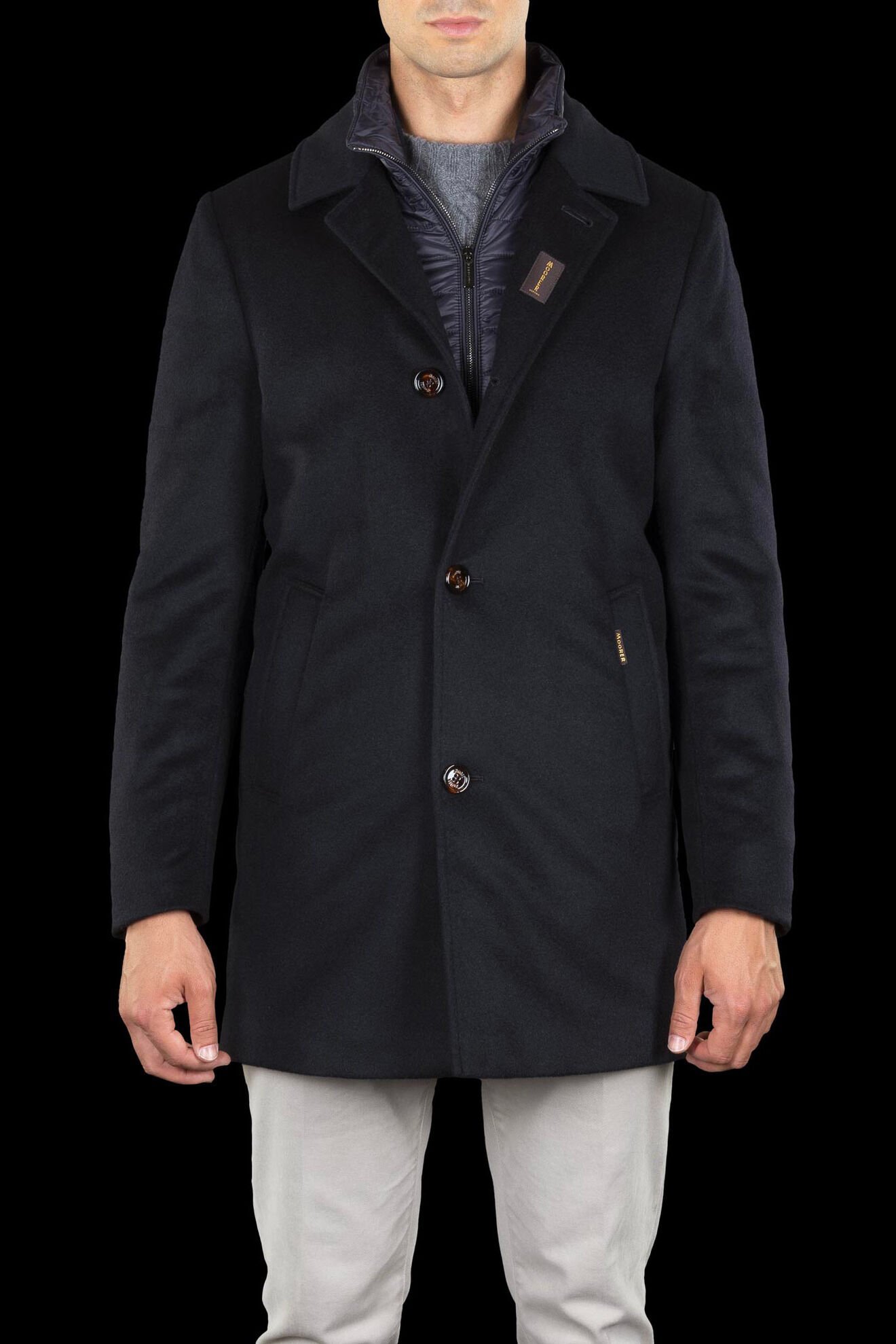 Moorer Layered Single-breasted Wool Coat In Black