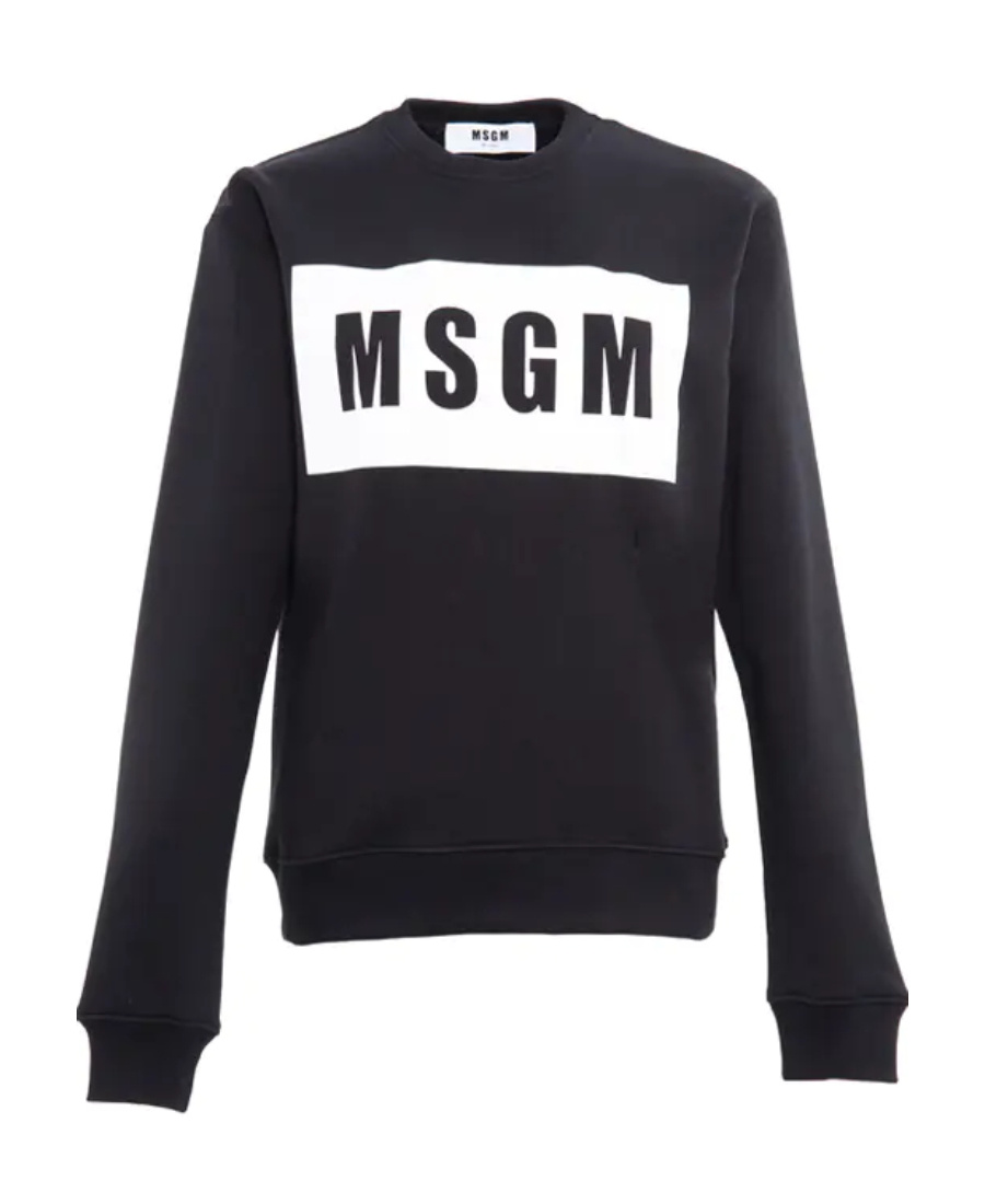 Msgm Logo-print Long-sleeve Sweatshirt In Black