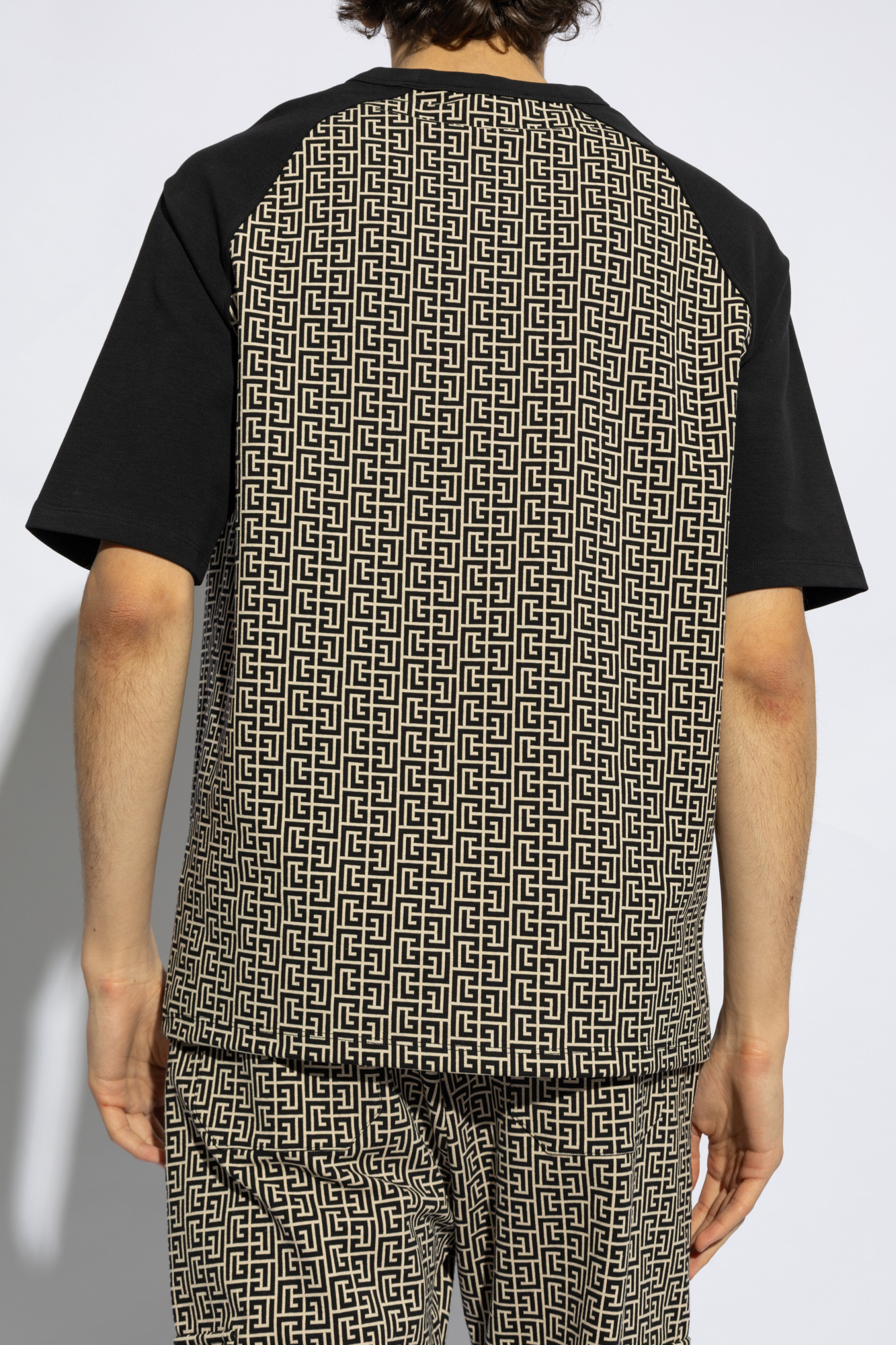 Shop Balmain Monogram Jacquard T-shirt In Black