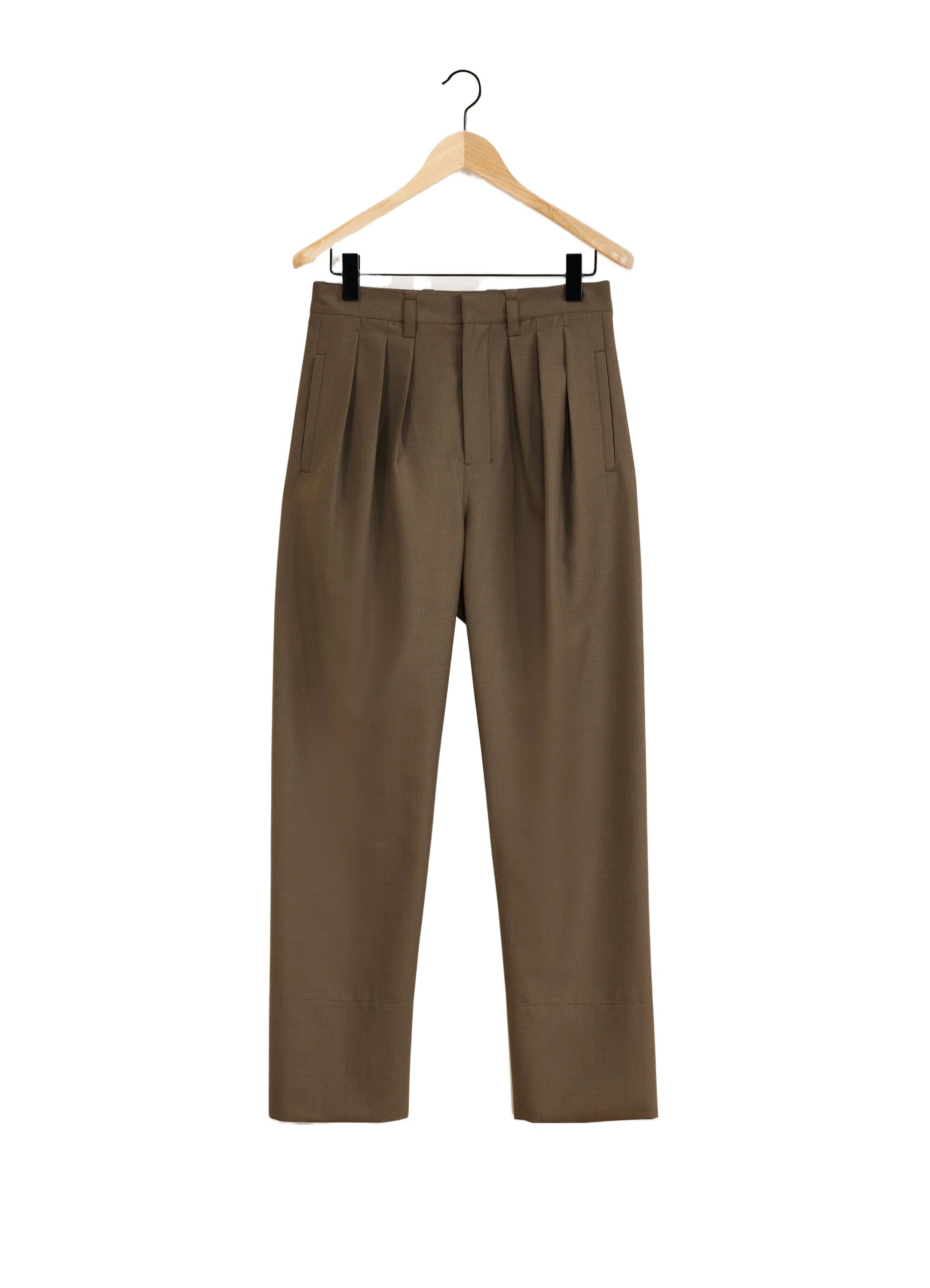 Lemaire High-waist Straight-leg Tailored Trousers In Brown