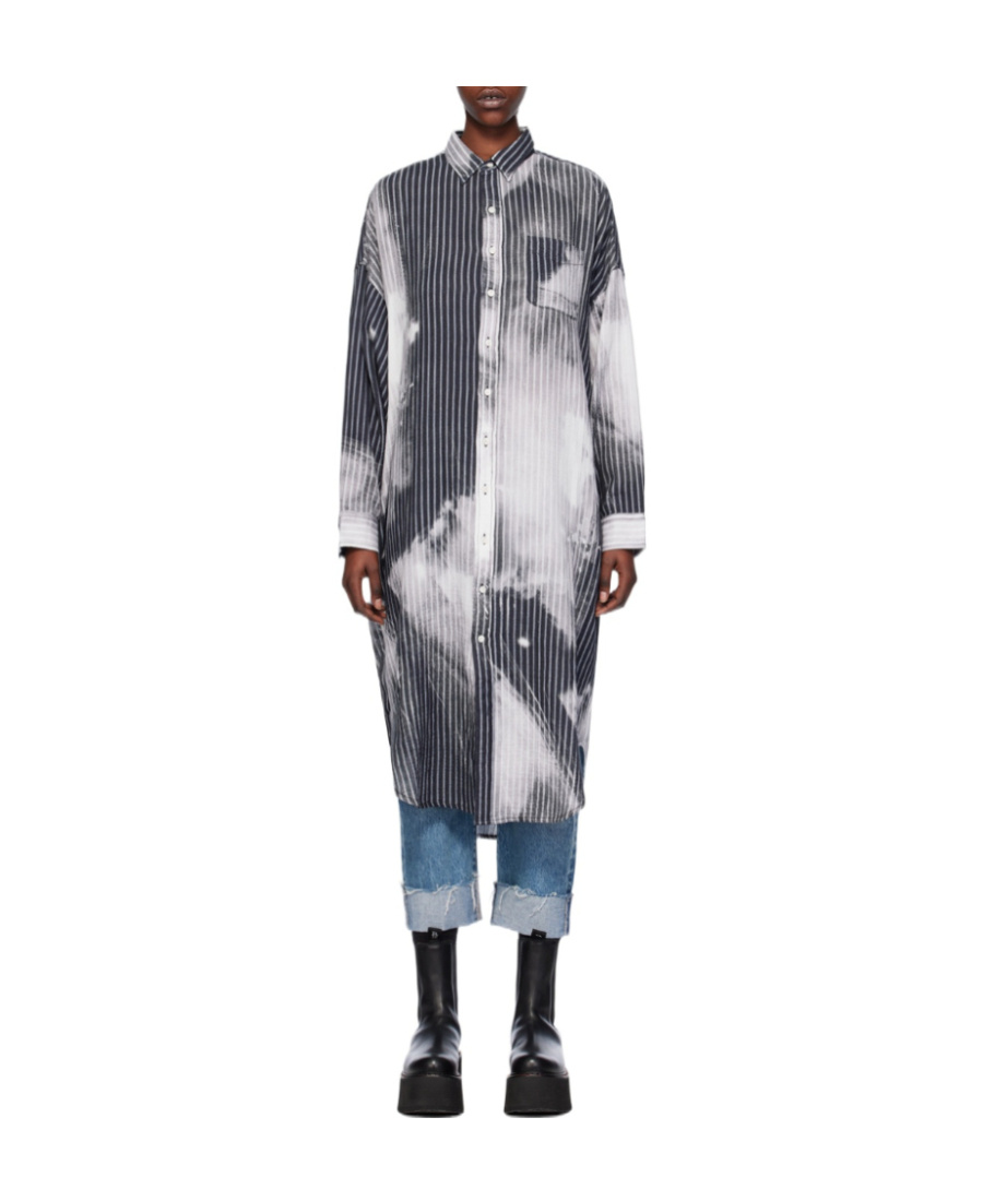 R13 Black & Gray Striped Maxi Dress In Gray