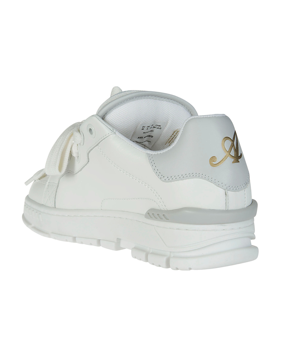 Axel Arigato 'area Haze' Grey And White Low Top Sneakers With Laminated Leather In White