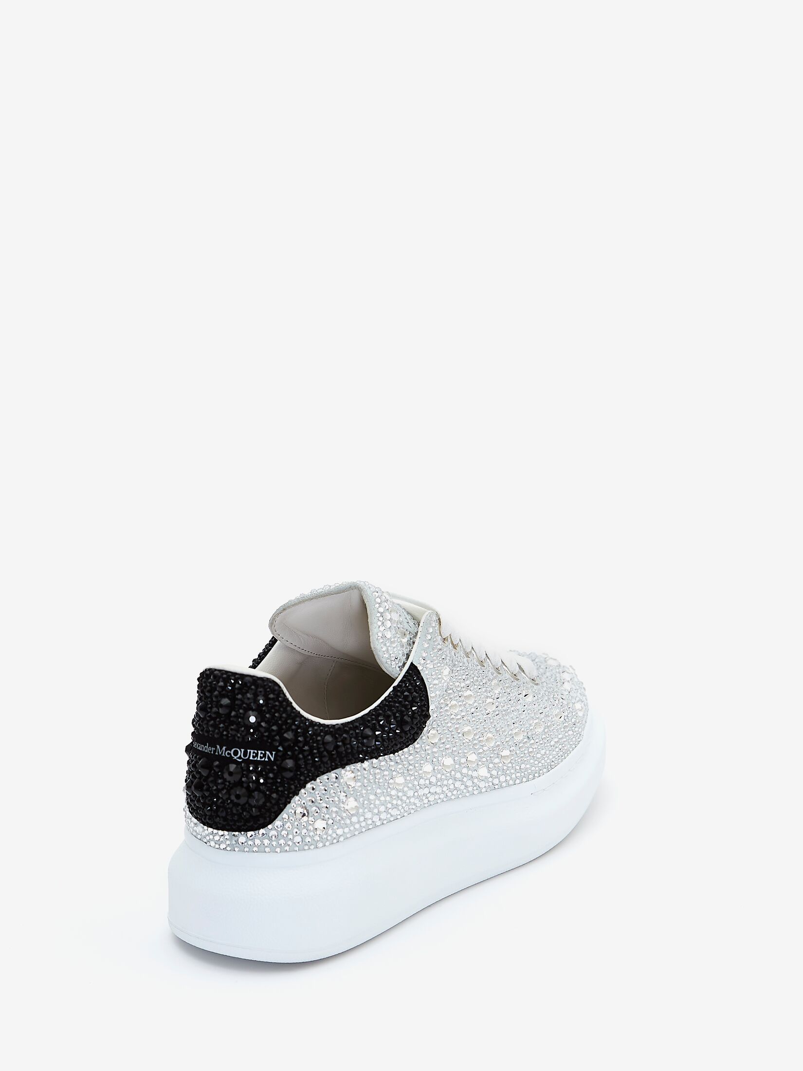Shop Alexander Mcqueen Oversized Crystal-embellished Sneakers In White