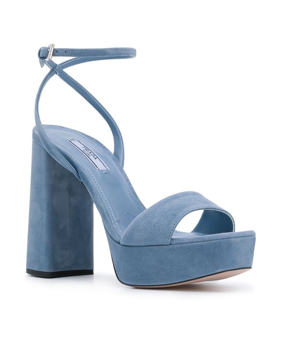 Shop Prada Open-toed High-heeled Sandals In Blue