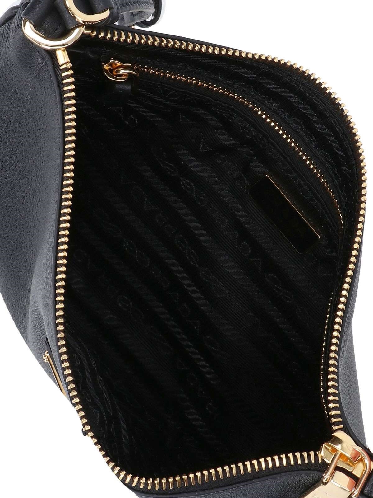 Prada Triangle-logo Shoulder Bag In Black
