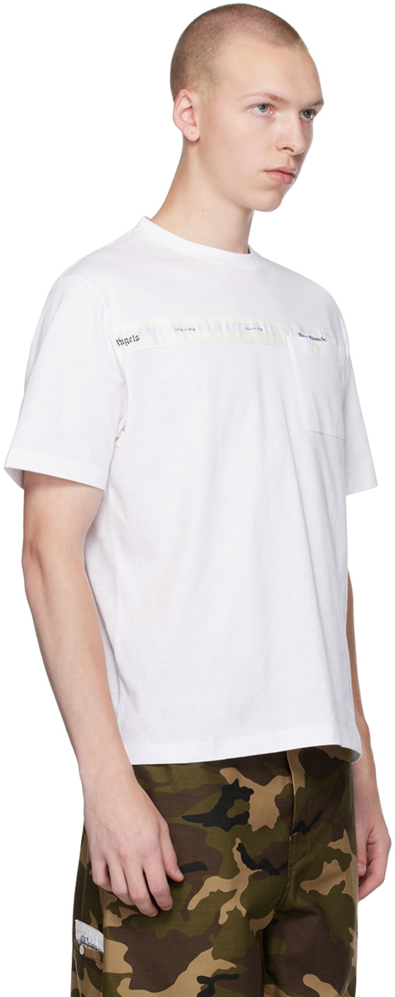 Palm Angels Logo-stripe Crew-neck T-shirt In White