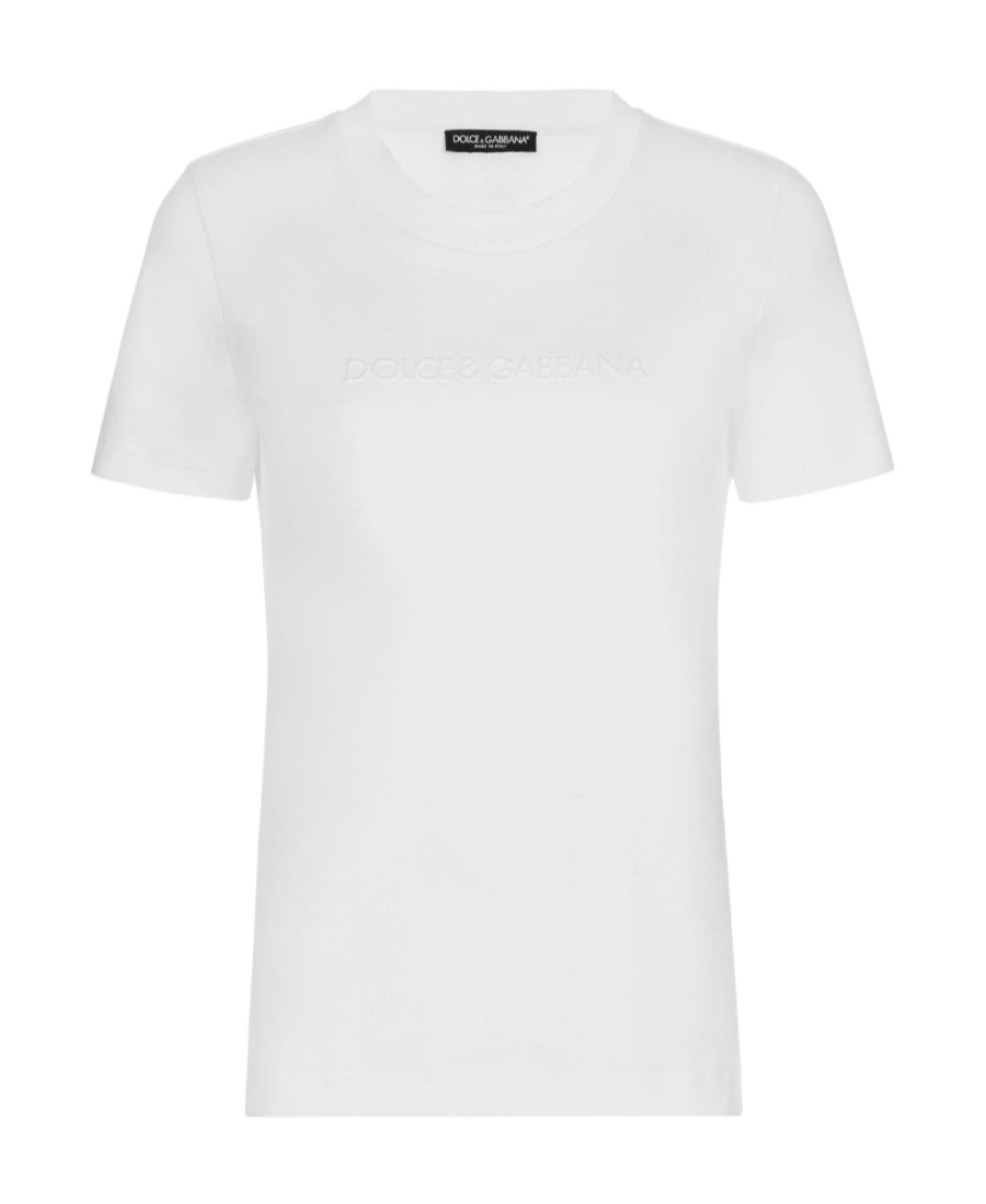 Dolce & Gabbana Embroidered Logo Crew Neck T-shirt In White