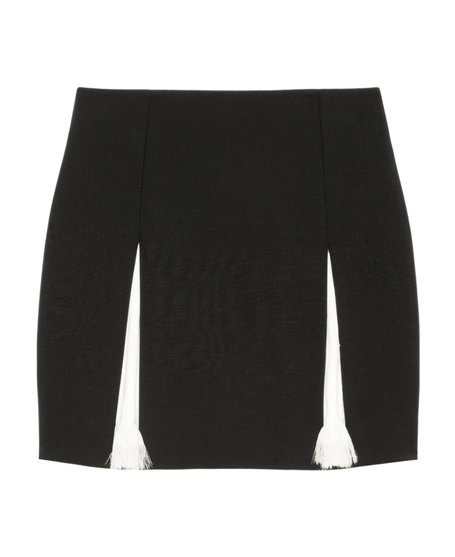 Givenchy Mini Skirt In Wool And Mohair With Contrasted Inserts In Black