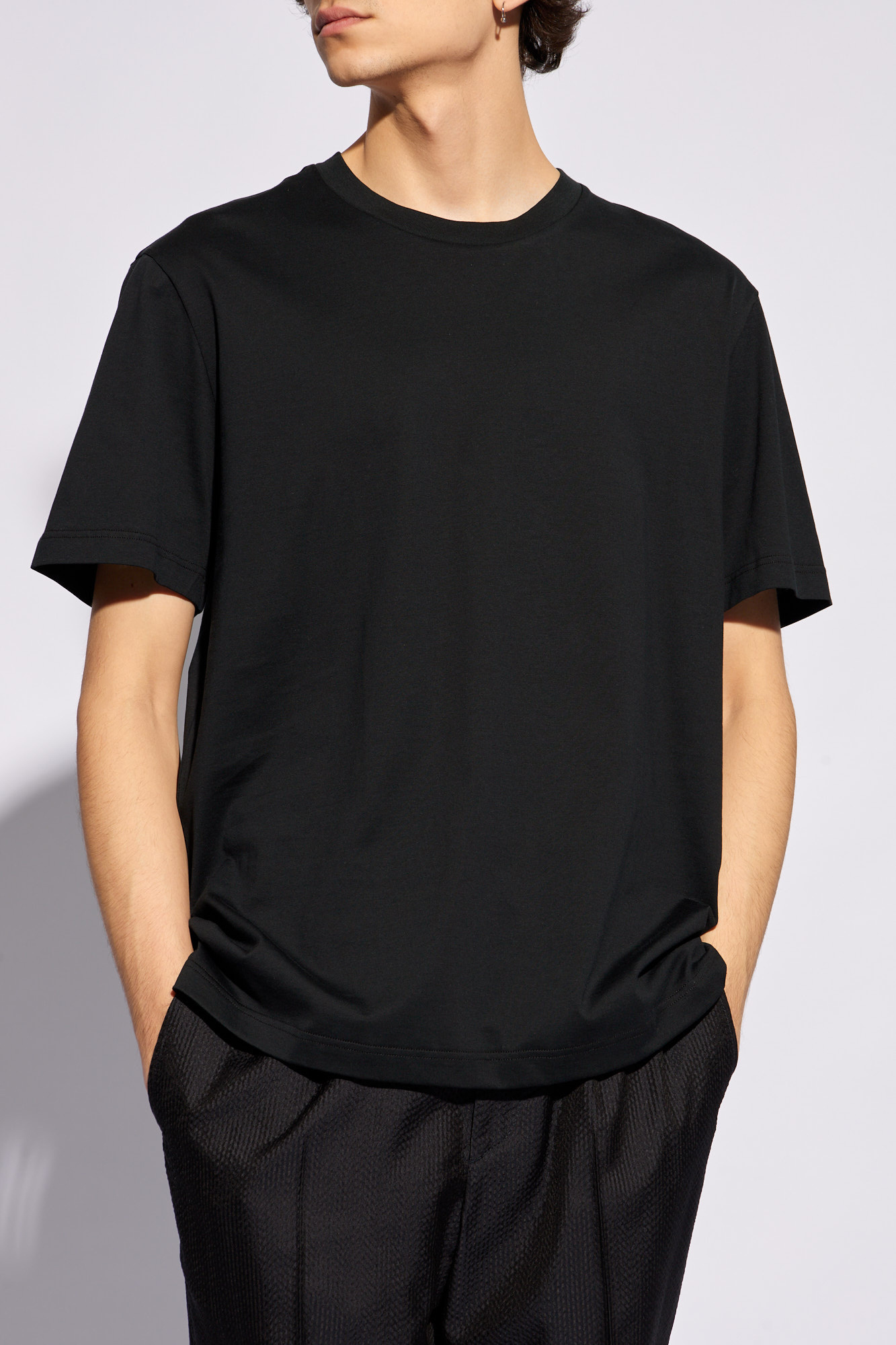 Brioni Silk-blend Crewneck T-shirt In Black
