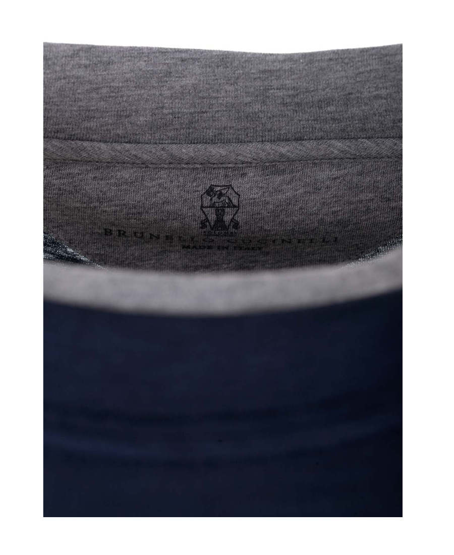 Brunello Cucinelli Double Layer Crewneck T-shirt In Blue