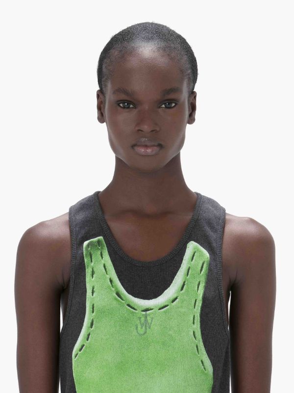 Jw Anderson Clay Trompe L'oeil-print Top In Green