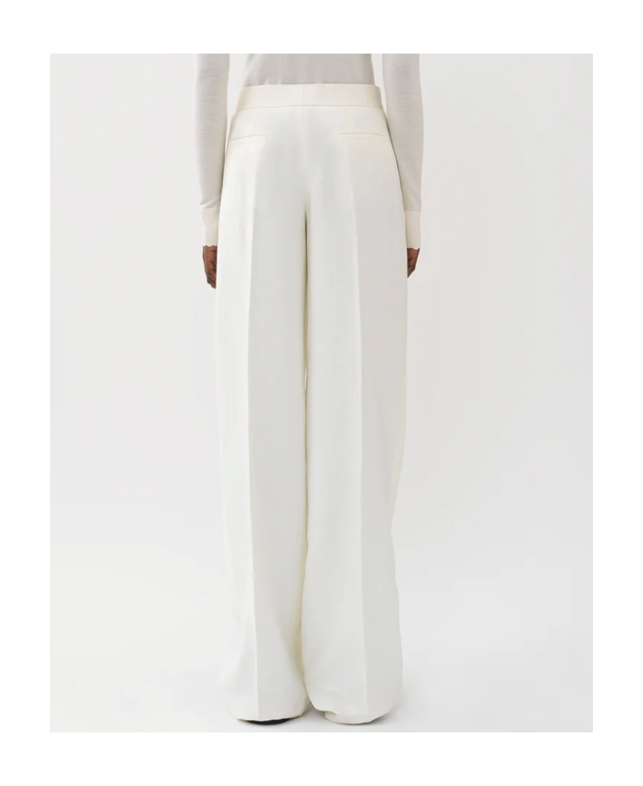Chloé Relaxed Fit Straight Leg Linen Trousers In White