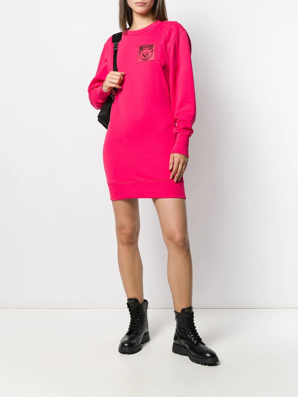 Moschino Logo Patch Dress In Pink