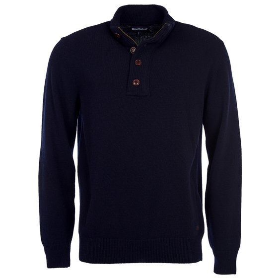 Barbour High-neck Half Buttoned Knit Jumper In Black