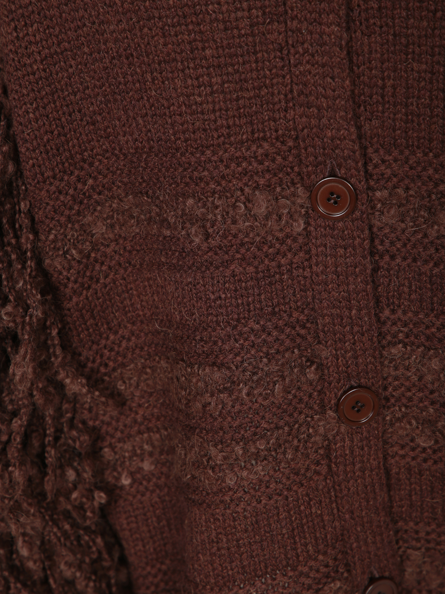 Fabiana Filippi Fringed Knit Cardigan Ribbed Hem In Brown