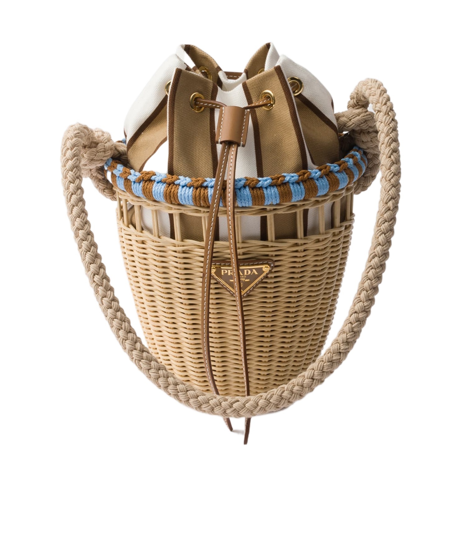 Prada Wicker Mini Bucket Bag