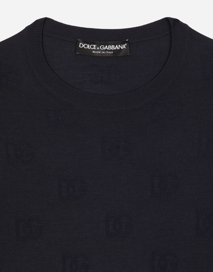 Dolce & Gabbana Logo Intarsia-knit Silk Jumper In Black