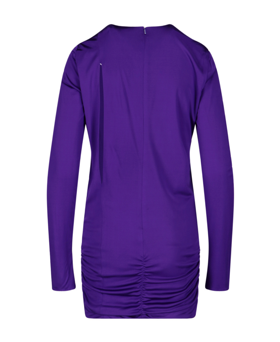 Shop Versace Slash Cut-out Long Sleeved Mini Dress In Purple