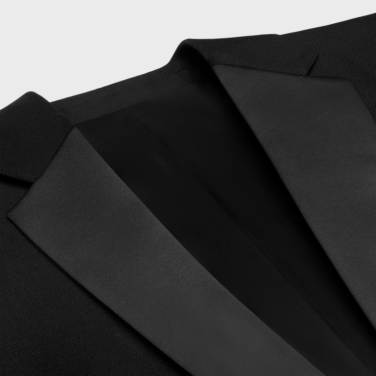 Shop Celine Short Tux Jacket In Wool And Mohair In Black
