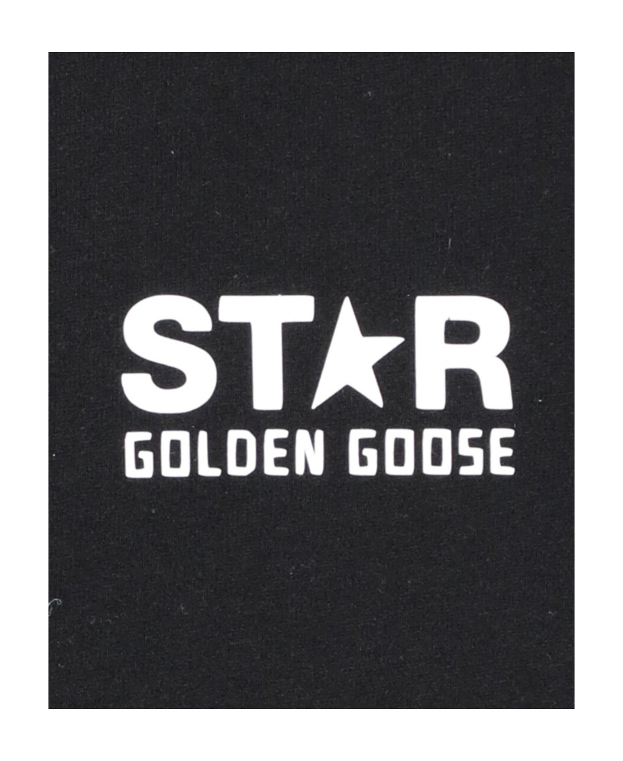 Golden Goose Black T-shirt With Contrasting White Logo On The Front And Maxi Star On The Back In Black