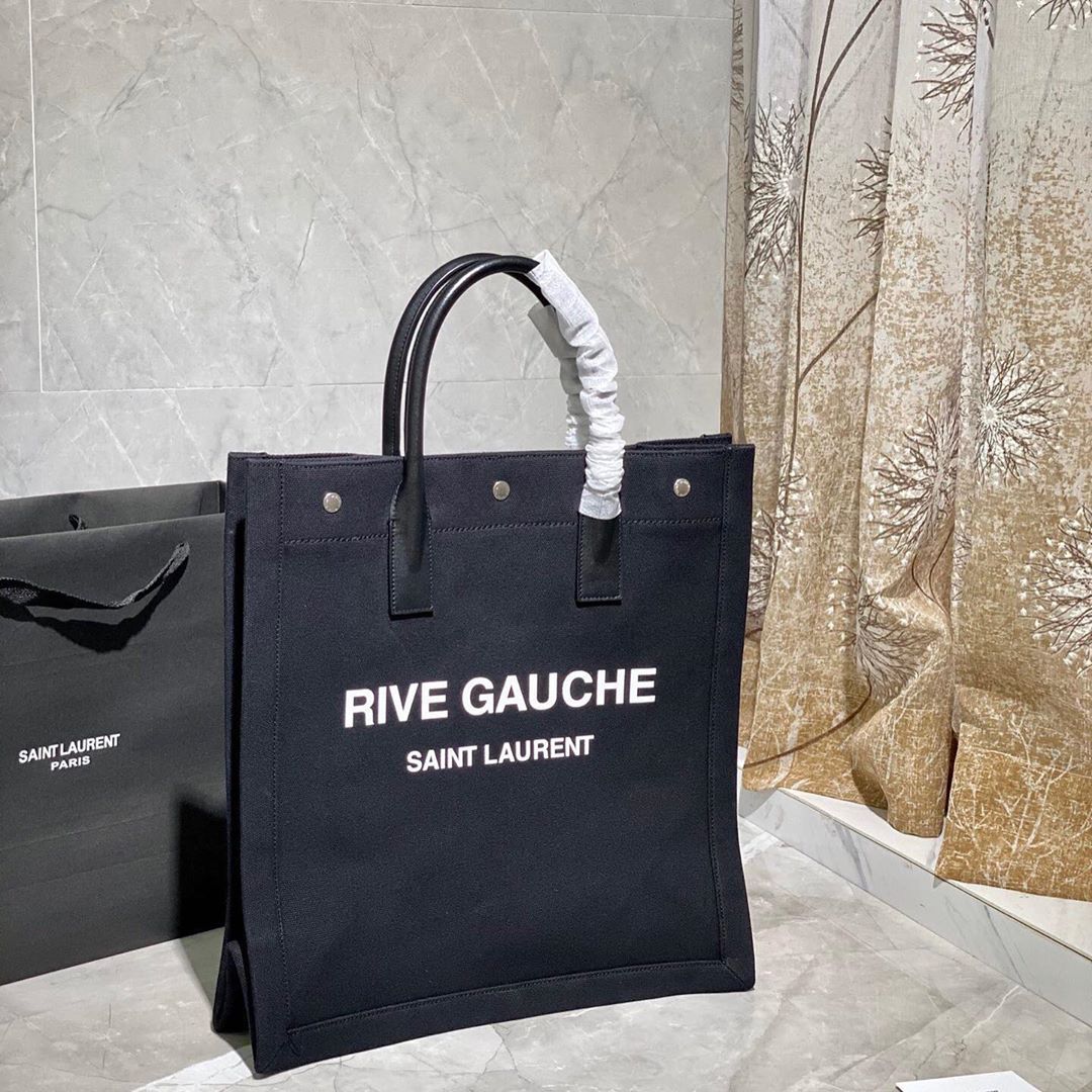 Saint Laurent Men Rive Gauche Tote Bag In Black