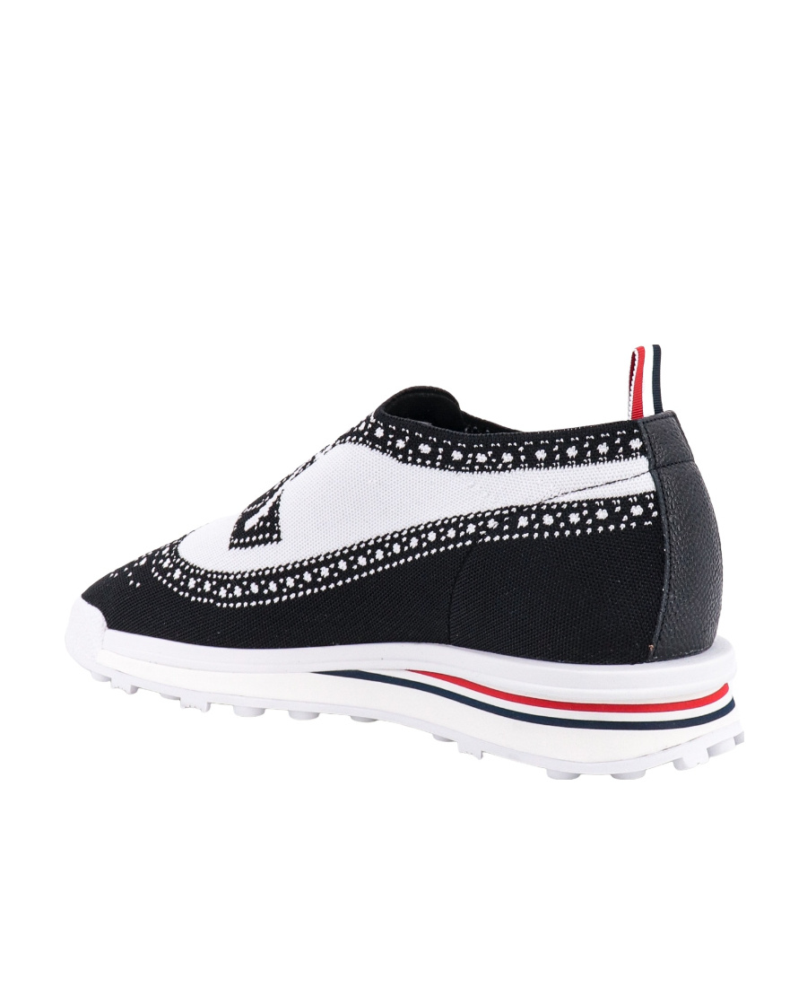 Thom Browne Longwing Brogue W/ Tech Runner Sole In Trompe Loeil Knit In Black